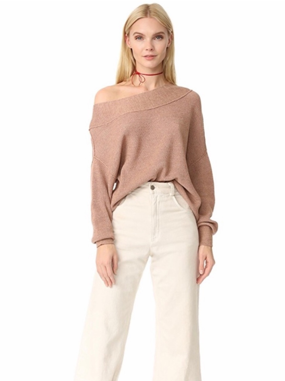 Free People Alana pullover off shoulder sweater womens S oversized